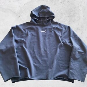 ASRV Hoodie Mens Medium Black Pullover DSG 0958 Raw hem micro Terry Gymcore